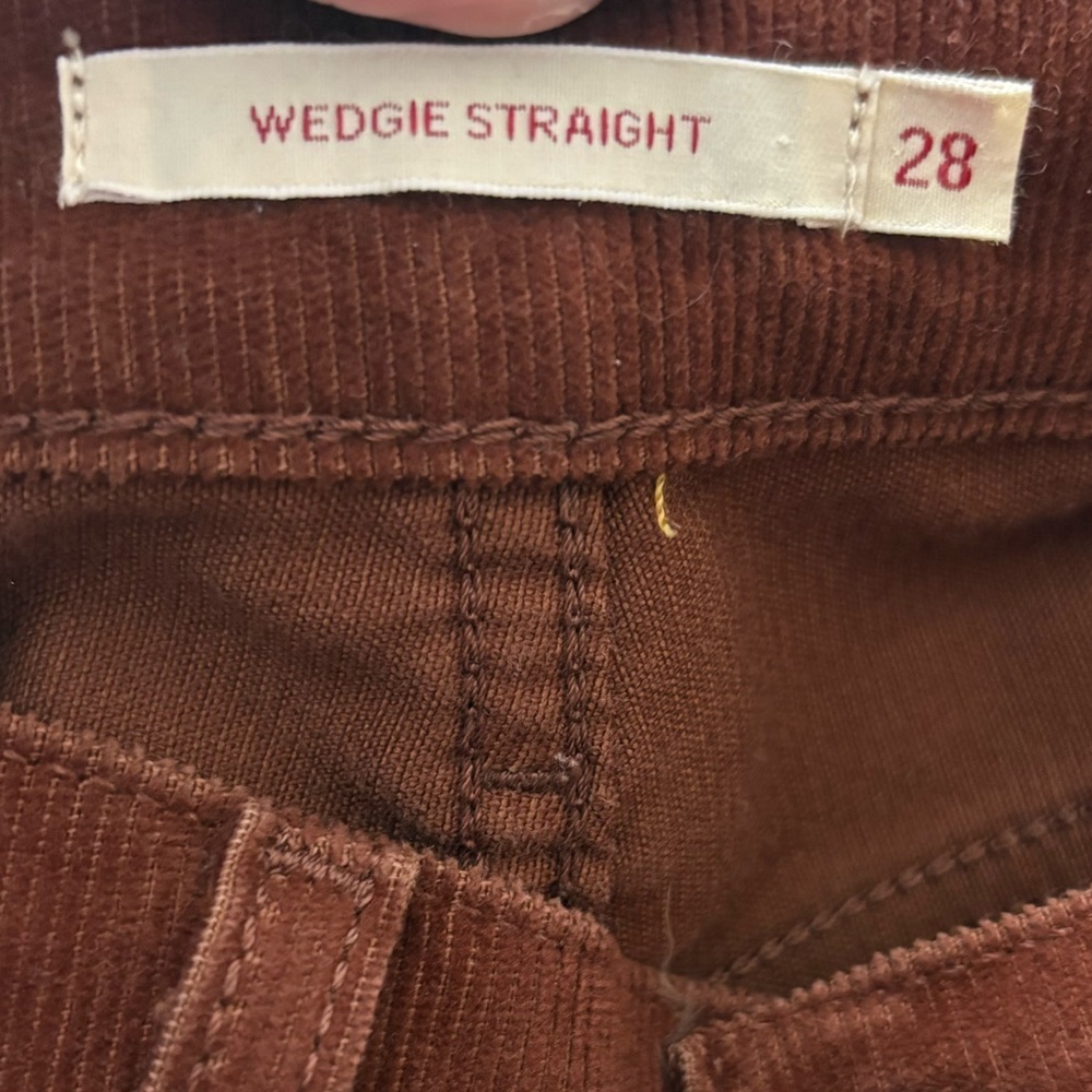 Levi's Wedgie Straight Corduroy Jeans 28 Rust Brown Ankle Crop High Rise - Picture 4 of 7